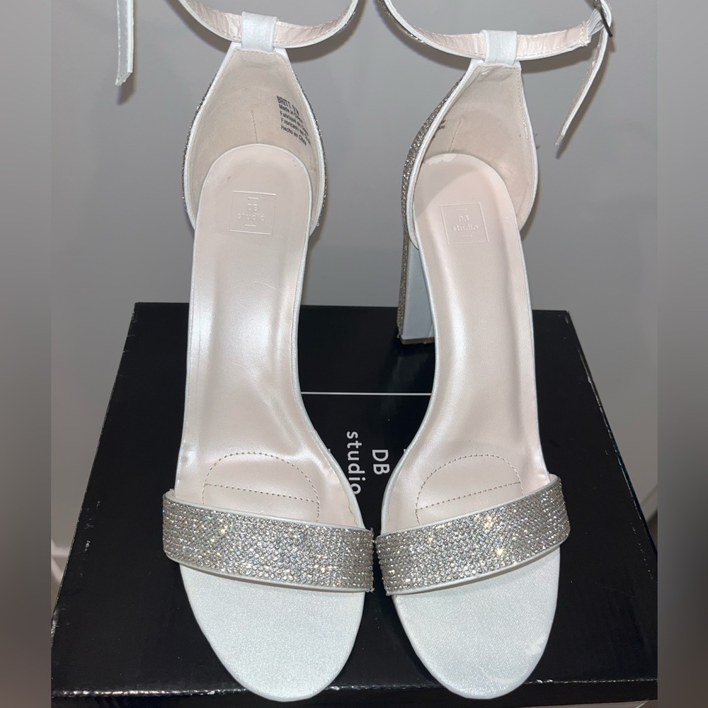 David’s Bridal DB Studio Sparkling Rhinestone Block Heels Wedding Shoes Womens 9 - Picture 14 of 16
